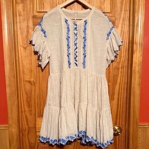 FREE PEOPLE Santiago Embroidered MiniDress Ivory XS